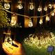 Solar String Lights Hemp Rope Outdoor Garden 8M 160 LED Hemp Rope Solar Festoon Lights Outdoor Waterproof Solar Fairy Lights with 16 LED Shatterproof Bulbs for Garden Patio Backyard Party