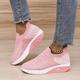 Damen Turnschuhe Slip-Ons Übergrössen Komfort Schuhe Outdoor Täglich Feste Farbe Sommer Keilabsatz Runde Zehe Sport Brautkleider schlicht Rennen Fliegendes Weben Halbschuhe Schwarz Rosa Blau