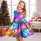 Nouvel an FILLE 3D Feux d'artifice Robe manche longue 3D effet Automne Hiver Sport Loisir du quotidien Vacances Le style mignon Décontractées Magnifique Enfants 3-12 ans Robe casual Robe Trapèze Au