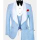 Costume Homme Mariage Fête scolaire Ensemble de 3 pièces Champagne bleu marine Bleu Ciel Jacquard Floral Coupe Sur-Mesure Droit un bouton 2023