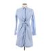 Calvin Klein Casual Dress - Shirtdress: Blue Dresses - Women's Size 6