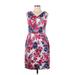 Talbots Casual Dress - Sheath: Pink Floral Motif Dresses - Women's Size 10 Petite