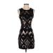 Express Outlet Cocktail Dress - Mini: Black Graphic Dresses - Women's Size X-Small