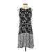 Ann Taylor LOFT Casual Dress - Sheath Scoop Neck Sleeveless: Black Floral Motif Dresses - Women's Size Small Petite