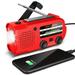 Portable Emergency Solar Hand Crank Radio with FM/AM/SW NOAA Weather Radio with LED Flashlight 2000mAh Power Bank SOS Alarm Battery Operated Radio for Camping Hiking Traveling-Red/Orange