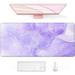 Desk Mouse Pad Large Gaming Mousepad XXL Desk Pad Extended Long Superior Micro-Weave Cloth Non-Slip Rubber Big Computer Mouse Mat for Gamer Office & Home 35 x 15 Purple Gold Marble