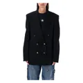 Stella McCartney, Jackets, female, Black, 2Xs, Black Double Breasted Wool Coat Aw23