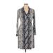 Diane von Furstenberg Casual Dress - Wrap V-Neck Long sleeves: Gray Snake Print Dresses - Women's Size 14