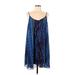 Express Casual Dress - Slip dress: Blue Animal Print Dresses - Women's Size Large