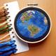 Planet Earth Cross Stitch Kit - Beginners Counted Cross Stitch - Americas View Globe, World Map Needlepoint