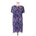 WAYF Casual Dress - Shift: Blue Print Dresses - Women's Size Large