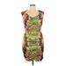 Calvin Klein Casual Dress: Green Floral Motif Dresses - Women's Size 14