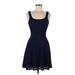 Aqua Casual Dress - A-Line: Blue Stripes Dresses - Women's Size Medium