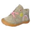 Lauflernschuh PEPINO BY RICOSTA "MECKI WMS: mittel", Kinder, Gr. 19, grau (eukalyptus, regenbogen), Nubukleder, bestickt, casual, Schuhe, Schnürschuh mit Lederinnenausstattung, Größenschablone zum Download