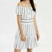 American Eagle Outfitters Dresses | American Eagle Women's Striped Off The Shoulder Smocked Waist Dress Size | Color: Blue/White | Size: L