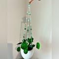 Anthropologie Accents | Bohemian Beaded Plant Pot Hanging Planter, Turquoise Blue Suncatcher Planter Pot | Color: Blue/White | Size: Os