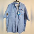 Columbia Shirts | Nwt Columbia Mens Pfg Professional Fishing Gear Blue Button Down T Shirt Size L | Color: Blue | Size: L