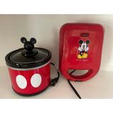 Disney Kitchen | Disney Mickey Mouse Mini Dipper And Waffle Maker Set | Color: Black/Red | Size: Os