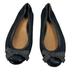 Coach Shoes | Coach Saundra Ballet Flats Black Leather Canvas Monogram Logo Front Bow Size 11b | Color: Black | Size: 11