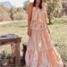 Free People Dresses | Free People Crystal Cove Top & Maxi Skirt Two Piece Dress Set | Color: Orange/Tan | Size: L