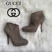 Gucci Shoes | Authentic Gucci Logo Suede Ankle Platform Booties | Color: Gray | Size: 7