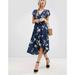 Free People Dresses | Free People Lost In You Dress S Floral High Low Button Front Midi Wrap Boho Navy | Color: Blue | Size: S
