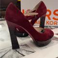 Michael Kors Shoes | Michael Kors Padova Bordeaux Suede High Heel Shoe | Color: Purple/Red | Size: 7.5