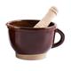 Ceramic Mortar and Pestle Set: Traditional Grinder for Spices and Seasonings with Pouring Bowl and Garlic Peeler