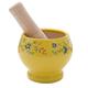 Yellow Glazed Ceramic Mortar and Pestle Set - Manual Household Grinder for Peanuts, Spices, Garlic, and more - Perfect for Seasonings and Flavorful Creations
