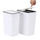 LAIGOO 2 Pack 15+10 Liter Small Trash Can with lid, Garbage Can Slim Trash Bin Waste Basket for Bathroom,Kitchen,Bedroom,Living Room,Office,Laundry - White (2.6 Gallon + 4 Gallon)