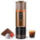 CONQUECO Portable Espresso Coffee Machine: 12V Electric Small Travel Expresso Maker - Self Heating 8 Cups Battery Powered Compatible for Nespresso Capsule - for Camping RV Hiking Office (Brown)