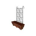 Garden Pride Hanging Balcony Planter with Decorative Trellis - 60cm Trough holder for use on balconies, fences or railings. An ideal alternative to a window box. (Terracotta Trough)
