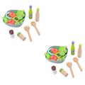 Abaodam 2 Sets Cooking and Dining Kitchen Set Cooking Toys Cookware Playset Toys Kitchen Playset Utensils Toy Kitchen Playset Mini Kitchen Playset Wooden Model Child