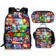 Iowrjkdsn Cartoon Backpack Game Backpack Set With Lunch Box Pencil Case For Teen(Backpack,Lunch Box, Pencil Case 3 In 1) 17 In