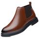 PGTTWOOD Walking Chelsea Boots for Men Fashion Breathable Leather Boots Anti Slip Casual Slip-On Elastic Ankle Boots Black Outdoor (Color : Brown, Size : 10 UK)