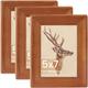 5x7 Picture Frame, Solid Wood Picture Frames, Hard Wood Frame with Tempered Real Glass, Rustic Wooden Photo Frame for Wall & Tabletop Display, Cherry 3 Pack