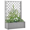 Swpsd Garden Raised Bed with Trellis and Self Watering System Grey Garden Raised Bed Trough Planter with Topped Trellis Climbing Plants Flower Pot Box Planter grey Trellis Planter