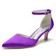 ZhiQin Women Pointed Toe Bridal Wedding Shoes Pumps Satin High Heel Prom Shoes,Dark Purple,8 UK