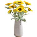Cuiynice Artificial Flower in Pot Artificial Sunflower Bouquet Fake Sun Flowers Arrangement Decor Sunflower with Stems Leaves