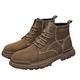 DMGYCK Men's Leather Lace Up Motorcycle Combat Boots Retro Round Toe Lug Sole Chukka Ankle Boots Casual Waterproof Oxford Dress Work Boot (Color : Brown-2, Size : 9 UK)