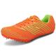 PENXZT Men's Women's Track & Field Shoes, Teenagers Boys 8 Spikes Sneakers Breathable Running High Jump Racing Shoes,Orange,9 UK