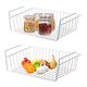 Under Shelf Storage Basket, Hanging shelf basket Slides Under Shelves for Storage Metal Under Cabinet Shelf Basket Organizer Space Saving for Kitchen Pantry Desk Bookshelf (White Pack of 2)