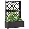 Swpsd Garden Raised Bed with Trellis and Self Watering System Anthracite Garden Raised Bed Trough Planter with Topped Trellis Climbing Plants Flower Pot Box Planter anthracite Trellis Planter