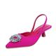 SOOUICKER Ladies Slingback Kitten Heel Court Shoes for Women Mid Heel Diamante Pointed Toe Wedding Prom Dress Sandals