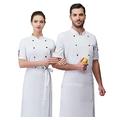 LGChobby Unisex Chef Jacket Coat Men's Short Sleeve Chef Jacket Restaurant Kitchen Cooking Chef Uniform with Exquisite Embroidery Double-Breasted Front Placket White Chef Coat,White,XXL