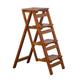 Wooden 4 Steps Ladders Folding Climb High Stool Solid Wood Household Step Ladder Shelf for Kitchen Portable Multi-Purpose Foldable Stepladders/Walnut Color (Walnut Color)