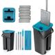 Mop for Cleaning Tiles and Walls Mop Mop with Bucket Wringer Mop Self-wringing Mop Cleaning Mops Floor Brush Mop 6 Microfibre Pads Cleaner and Dust Catcher Mop (Blue)