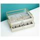 REIFOR Jewellery Organiser Jewellery Box Velvet Jewelry Box Organizer Jewellery Boxes Glass Ring Earring Necklace Bracelet Holder Display Case Jewelry Organiser (Color : 2-Tier)