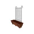 Garden Pride Hanging Balcony Planter with Trellis - 60cm Trough holder for use on balconies, fences or railings. An ideal alternative to a window box. (Terracotta Trough)