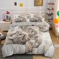 NUEYSP Double Duvet Cover Set Gray Cat Double Duvet Cover 110gsm Brushed Microfibre - Ultra Soft Cozy Hypoallergenic, Printed Quilt Cover 78.7" X 78.7" with Zip and 2 Pillowcases (19.7"x 29.5")